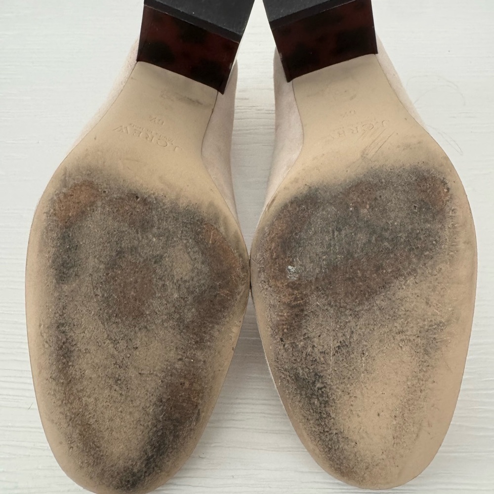 J. Crew Beige Suede Heels with Black Block Heel - Picture 6 of 6